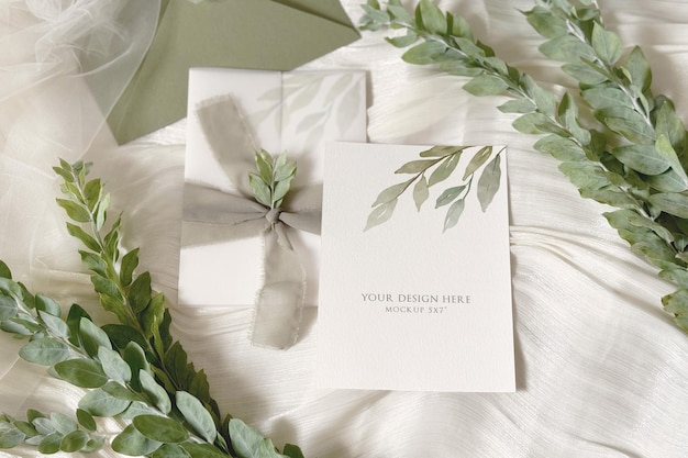 Greenery Wedding Card Mockup