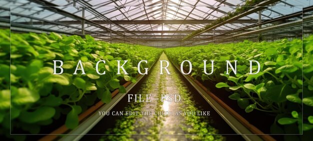 PSD greenhouses rows of young plants in a greenhouse