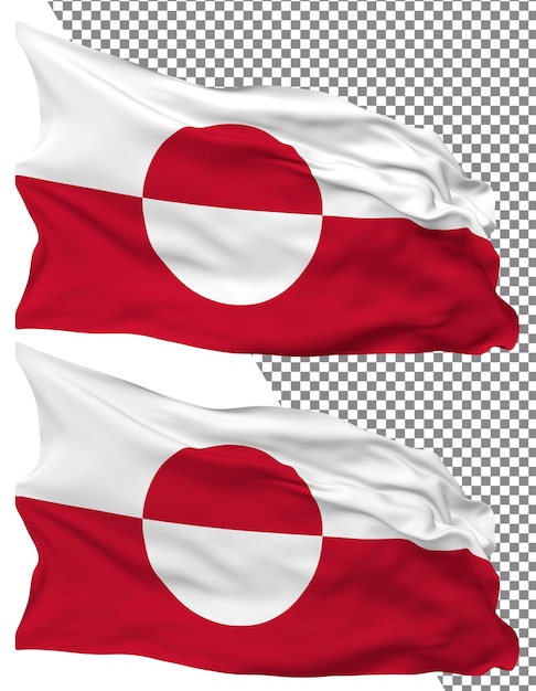 Greenland flag wave isolated plain bump texture transparent background 3d rendering