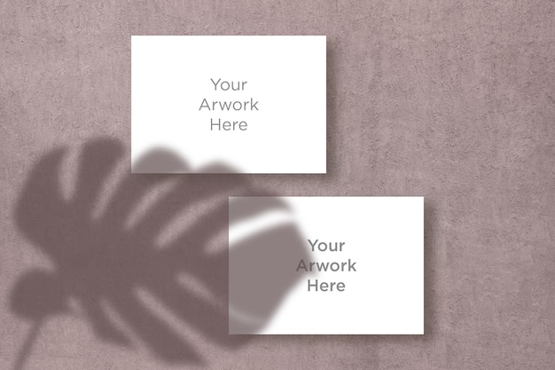 Greeting Card Paper Mockup with leaves shadow