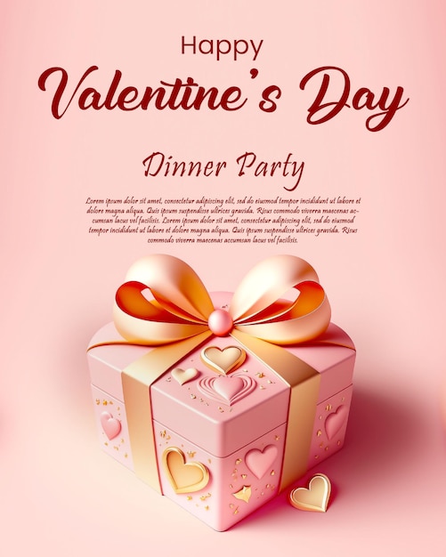 greeting happy valentine's day, with gift box background, generative ai