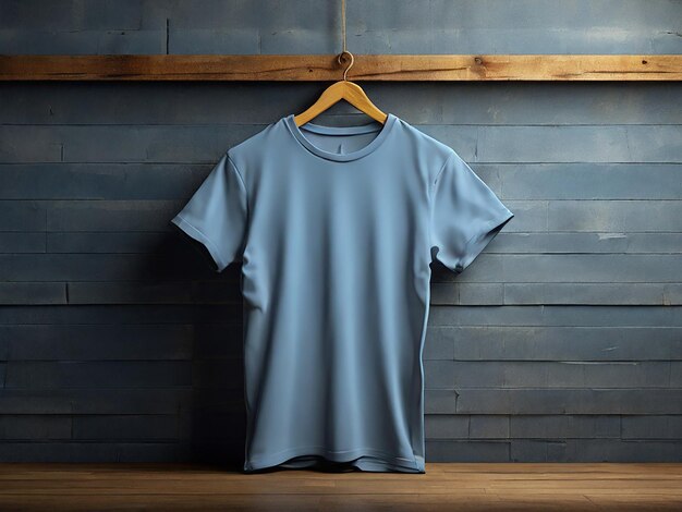 Grey black t shirt mock up hanging against a plain background d rendering