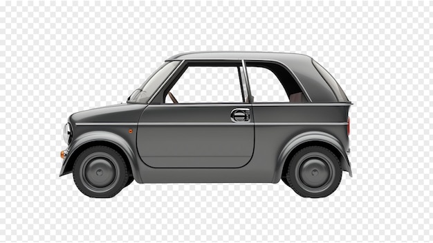 a grey car with a black door handle is shown on a transparent background