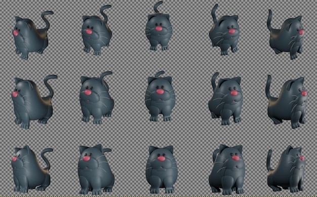 PSD grey cat cartoon