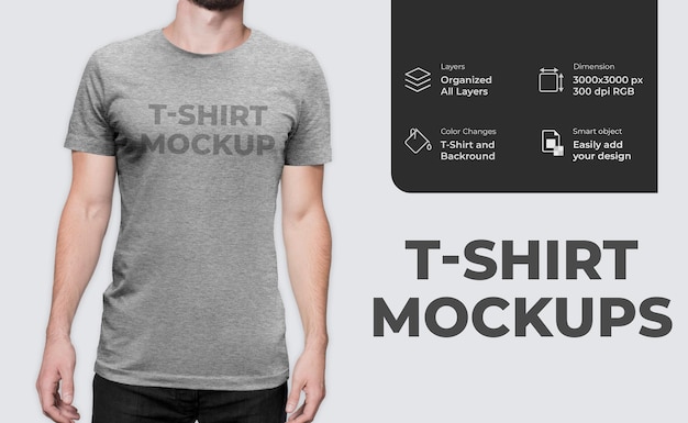 grey color t-shirt mockup