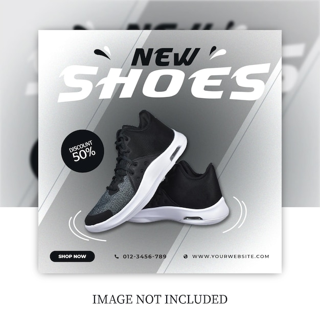 grey gradient color sports shoe brand product social media post design