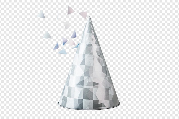 PSD grey white party hat isolated on transparent background