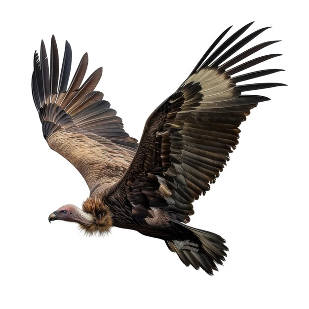 A Griffon Vulture in Flight with Spread Wings