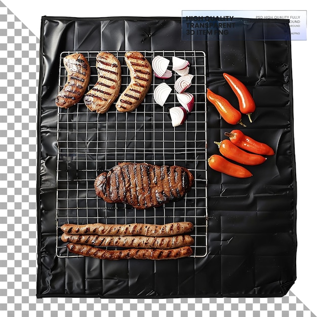 PSD a grill with sausages and sausages on it