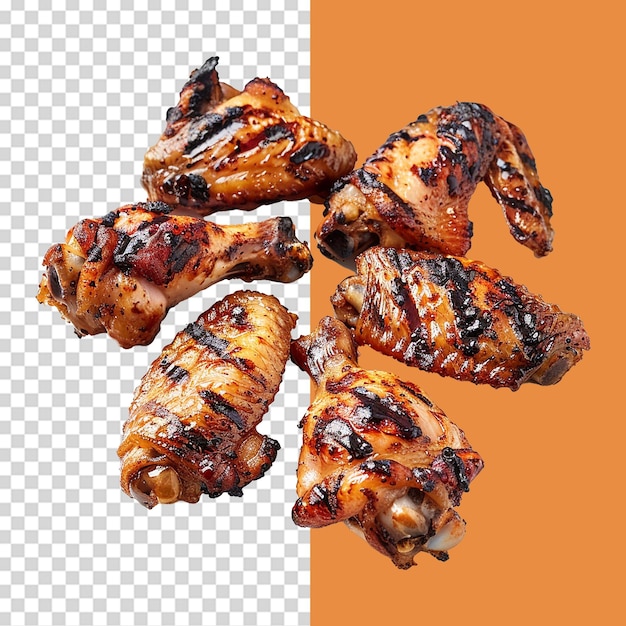 PSD grilled chicken wings isolated on transparent background