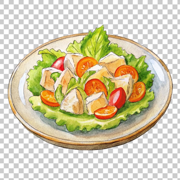 PSD grilled chicken with vegetables on transparent background