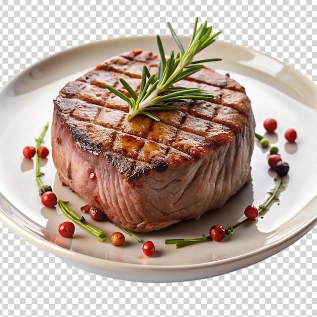 Grilled fillet steak on an plate Isolated white background