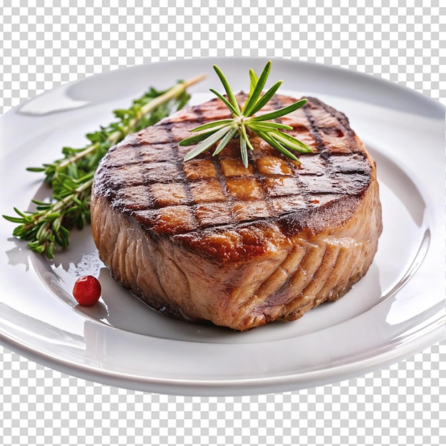 Grilled fillet steak on an plate Isolated white background