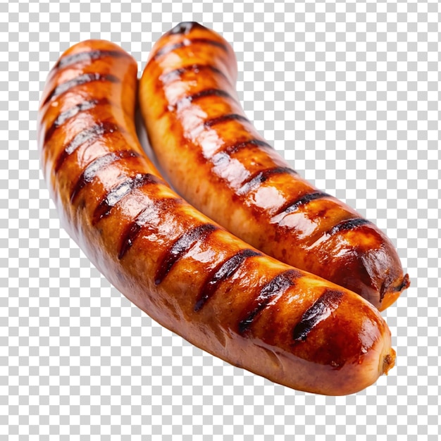 Grilled sausage isolated on transparent background