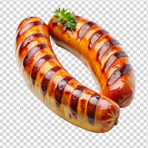 Grilled sausage isolated on transparent background