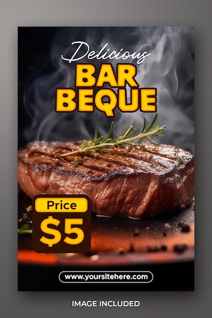 Grilled steak house restaurant flyer and social media