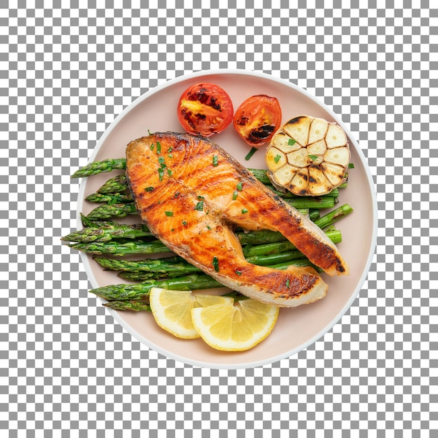 Grilled trout steak isolated on transparent background