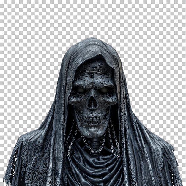 PSD grim reaper close up face against transparent backdrop