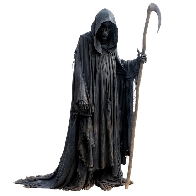 PSD grim reaper figure in black robe holding a scythe