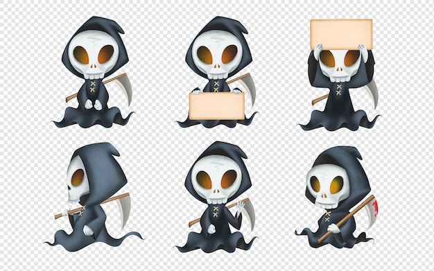 Grim Reaper Halloween Character Mascot Holding Sign