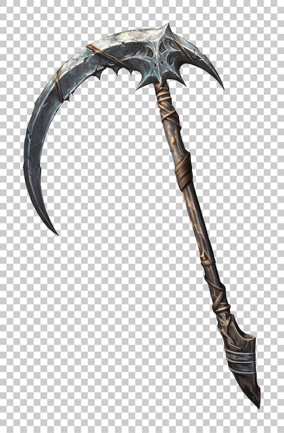 Grim Reaper Scythe Isolated on Transparent Background