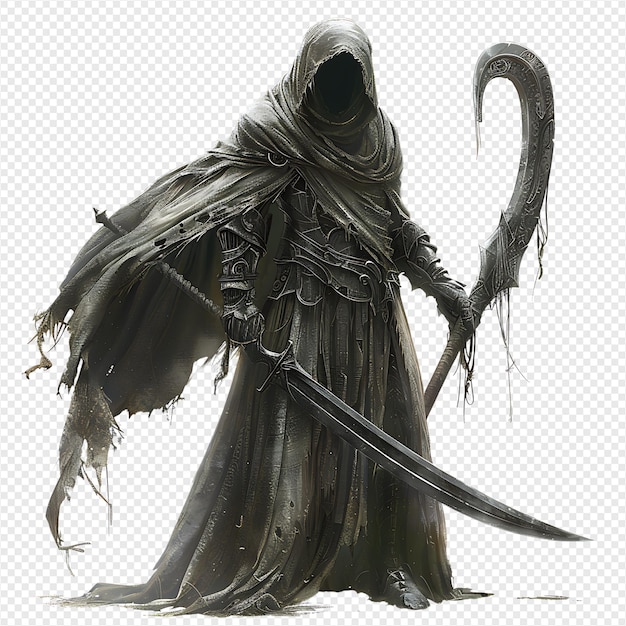 Grim reaper scythe on isolated transparent background