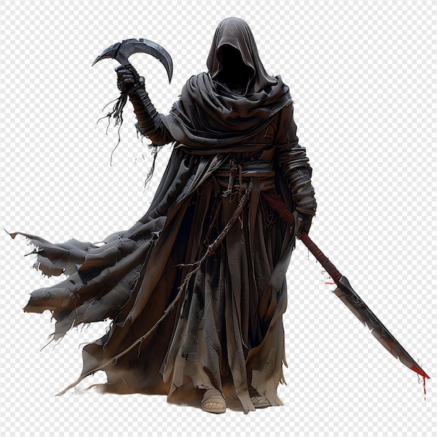 Grim reaper scythe on isolated transparent background