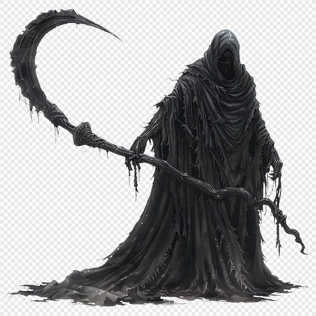 Grim reaper scythe on isolated transparent background