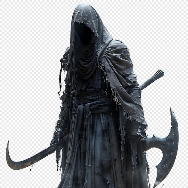 Grim reaper scythe on isolated transparent background