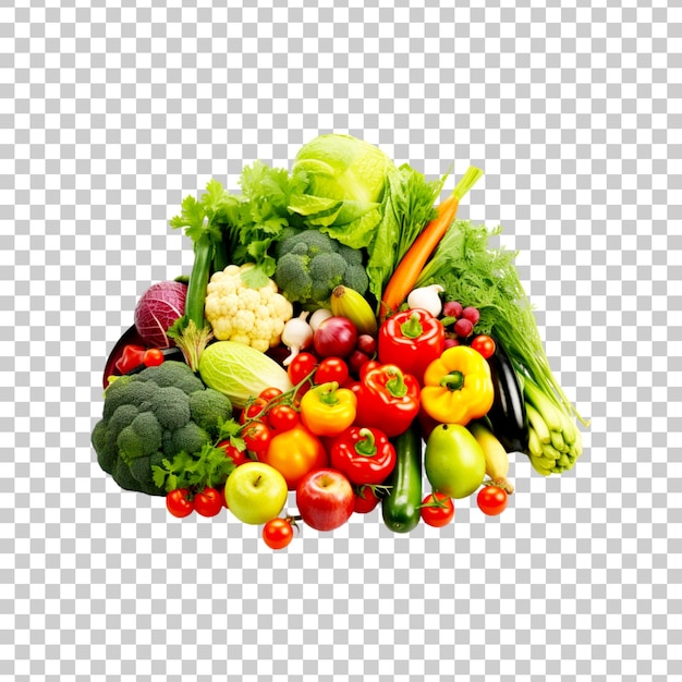 Groceries and vegetables isolated on transparent background