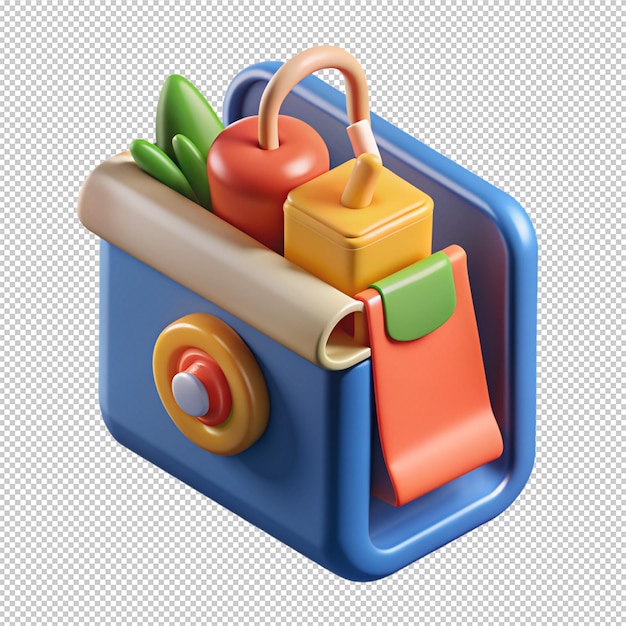 Grocery shopping order delivery advertising announce banner button copy space 3d icon realistic vector illustration Groceries online market supermarket promo store shop business retail service