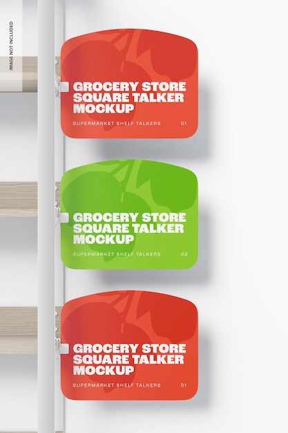 Grocery Store Square Talkers Mockup, Front View