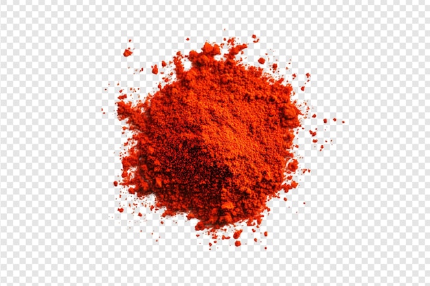 Ground red chili pepper spice powder on a transparent background