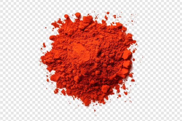 Ground red chili pepper spice powder on a transparent background