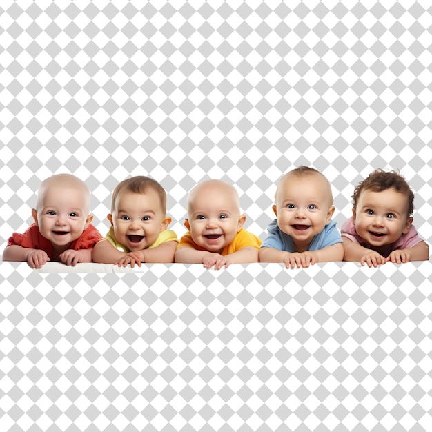 A group of babies with free copy space Isolated on transparent background PSD file