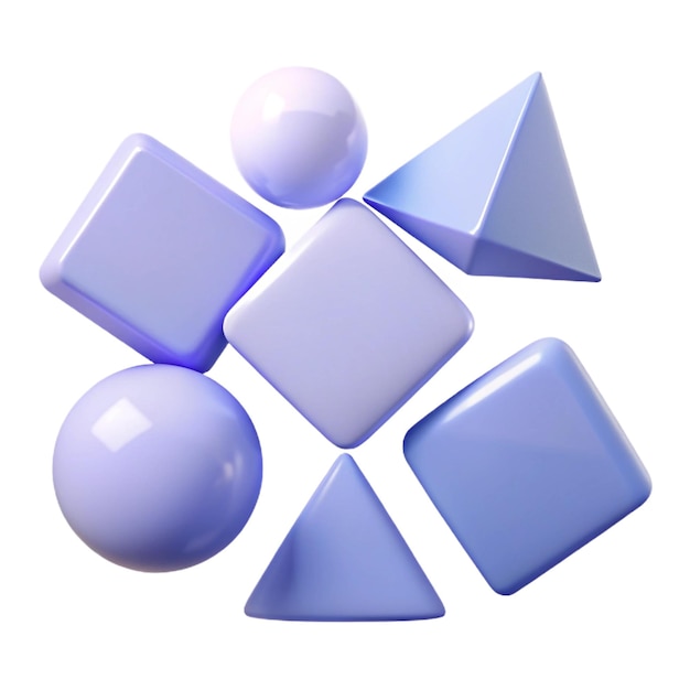 a group of blue glass marbles with one that has a triangle shape