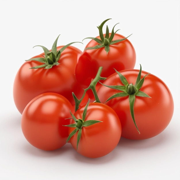 a group of cherry tomatoes with a green stem