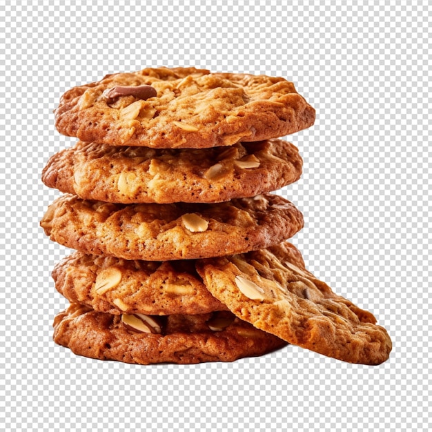 a group of cookies with chocolate chips isolated on white background