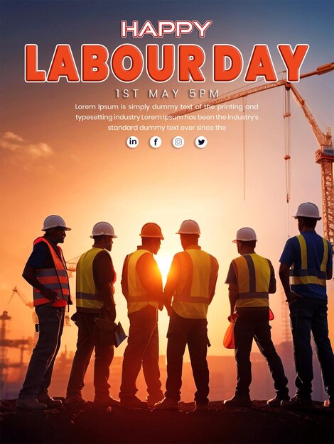 a group discussion Labour day Banner Design with International Labour Day Poster