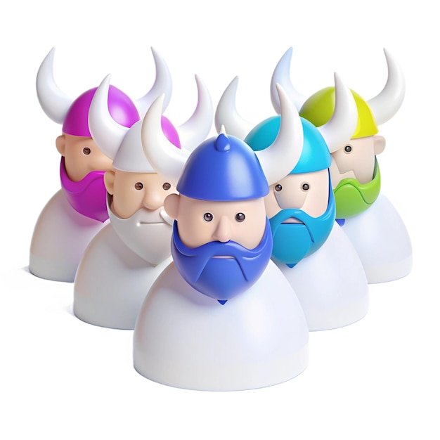 a group of figurines with horns and horns