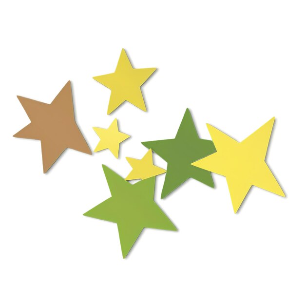 a group of five star shaped stars are on a white background