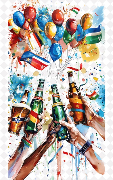 Group of Friends Clinking Beer Bottles Together Detailed Bot Flat Illustration Beer Culture Design