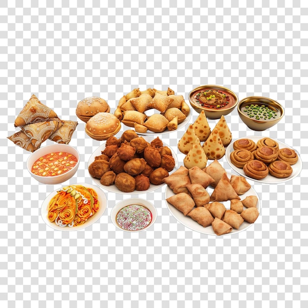 Group of Gujarati snacks hinduon transparent background