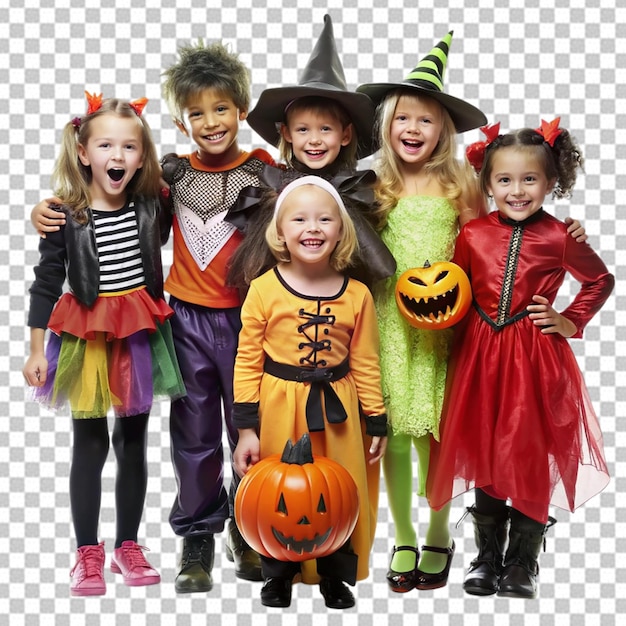 PSD group of halloween characters style on transparent background