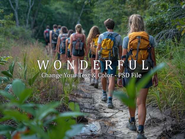 PSD group hiking through lush forest