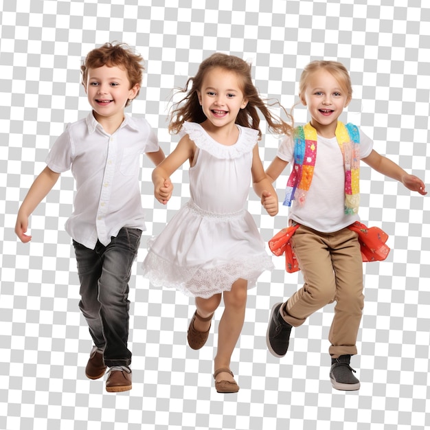 Group of kids playing Isolated on transparent background PSD file format