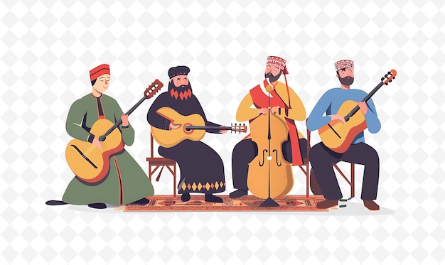 a group of musicians playing instruments with one wearing a turban