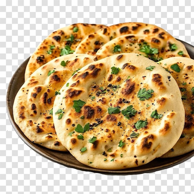 group of naan bread on transparent background