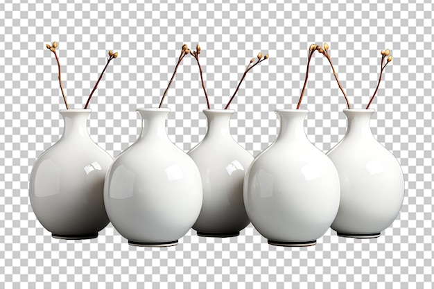 PSD group of old white porcelain vases high quality realistic image