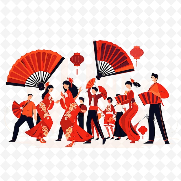 a group of people are dancing in a photo with chinese lanterns